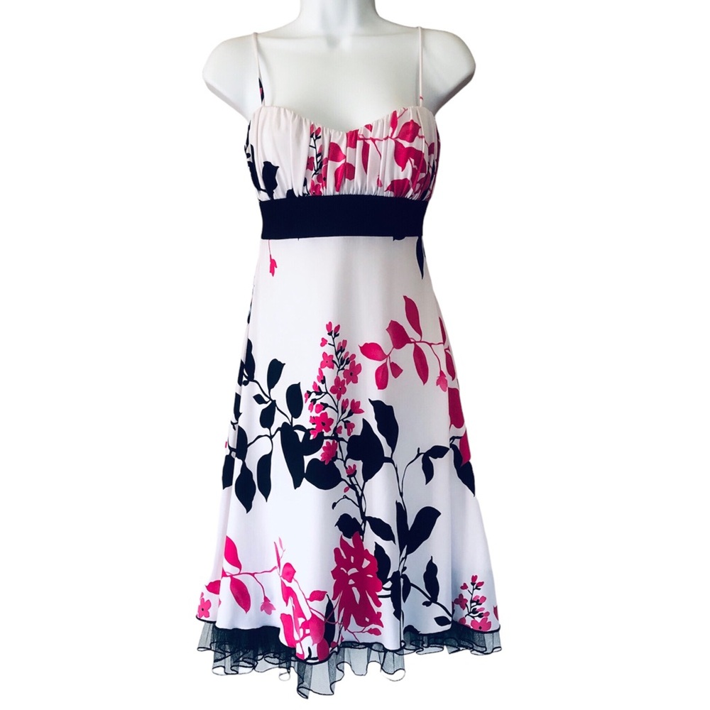 Speechless Floral A-Line Dress Spaghetti Straps Lined Stretch Prom Party